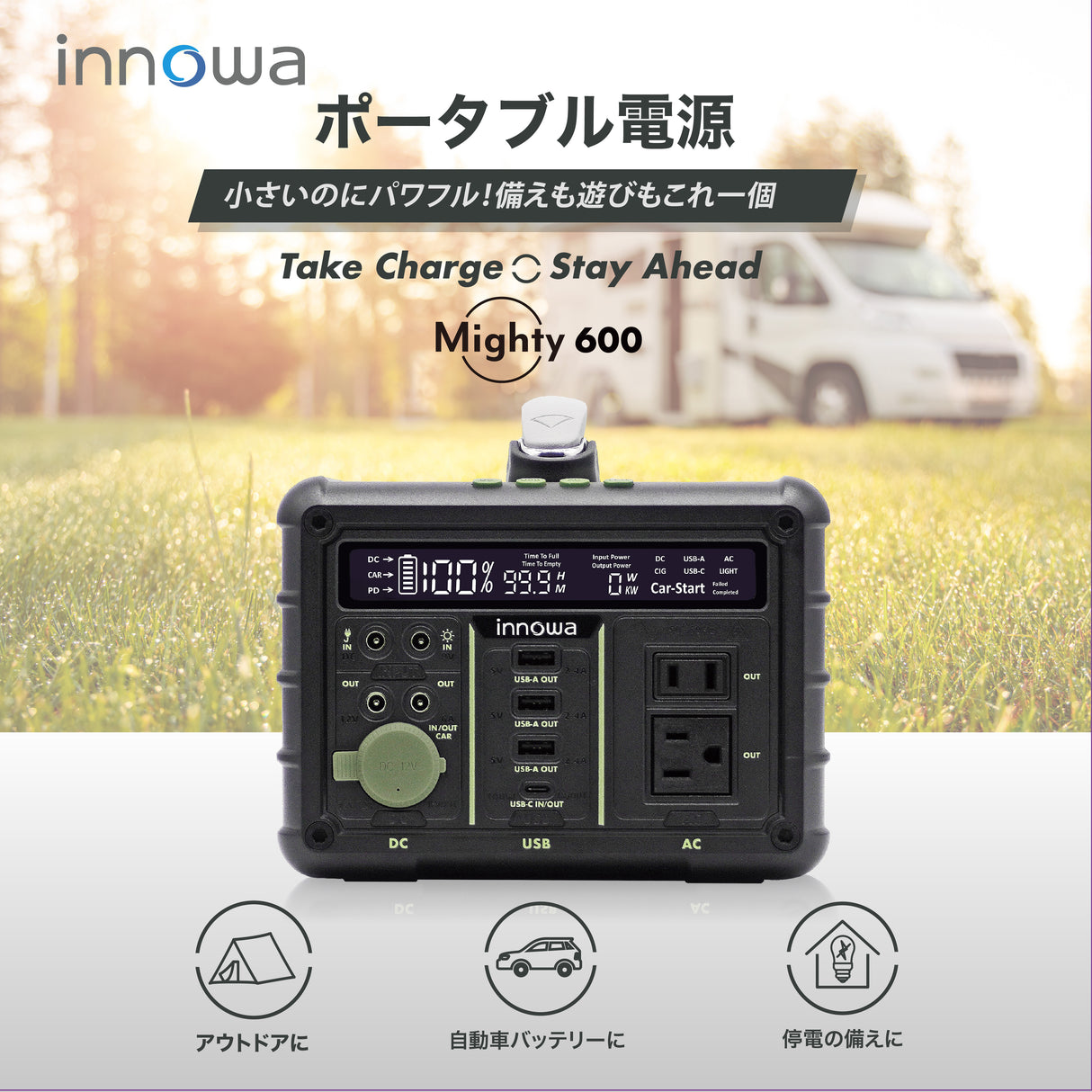 【セット】innowa ポータブル電源 Mighty 1000 & ソーラーパネル120