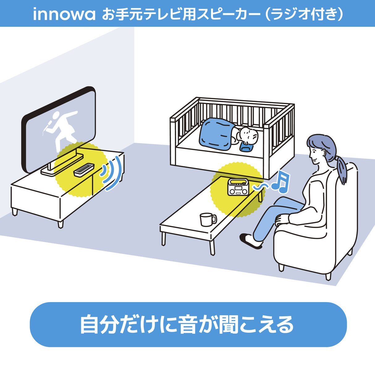 innowa お手元テレビ用スピーカー(ラジオ付き)