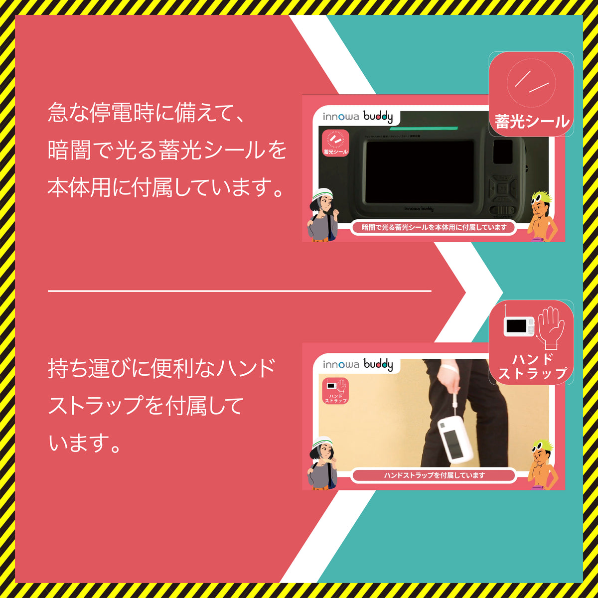 innowa(イノワ) buddy 防災安心セット 手回し ポータブルテレビ・ラジオ 3WAY充電 モバイルバッテリー
