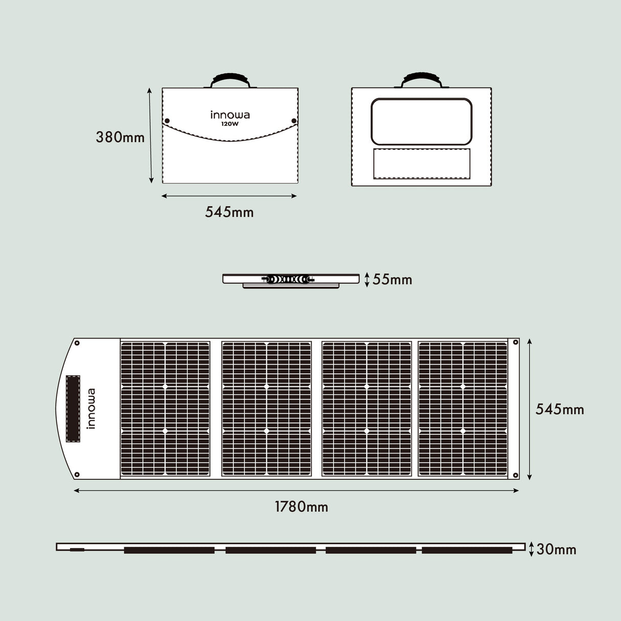 innowa ソーラーパネル120 キャンプや災害時に助かる 最大出力120Wの急速充電!