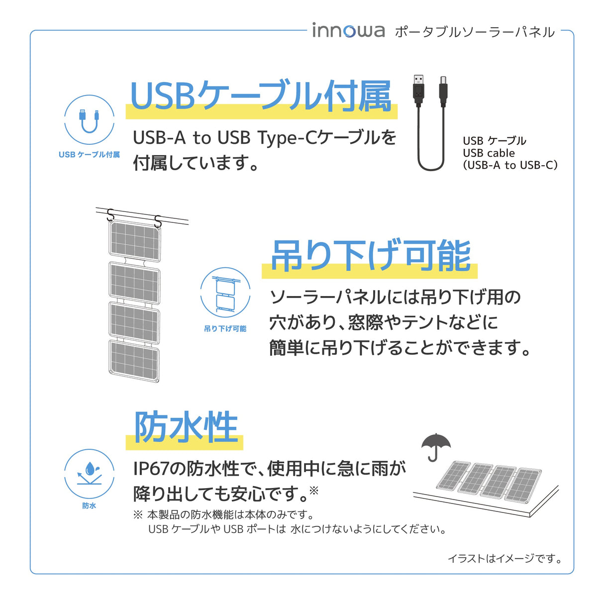 innowa ポータブルソーラーパネル(グレー) 持ち運び便利なコンパクトサイズ!