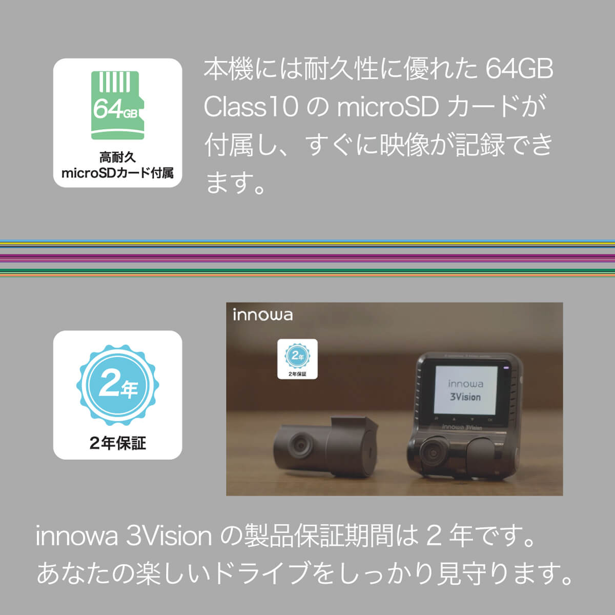 innowa (イノワ) 3Vision 前中後3カメラ同時録画 ドライブレコーダー