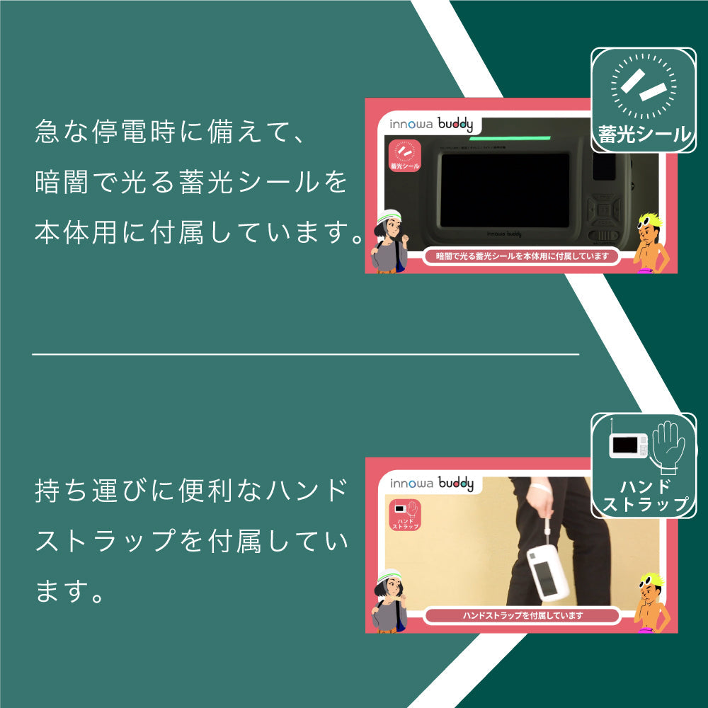 innowa buddy (Olive) 手回し ポータブルテレビ・ラジオ 3WAY電源 LEDライト モバイルバッテリー 防災 アウトドア