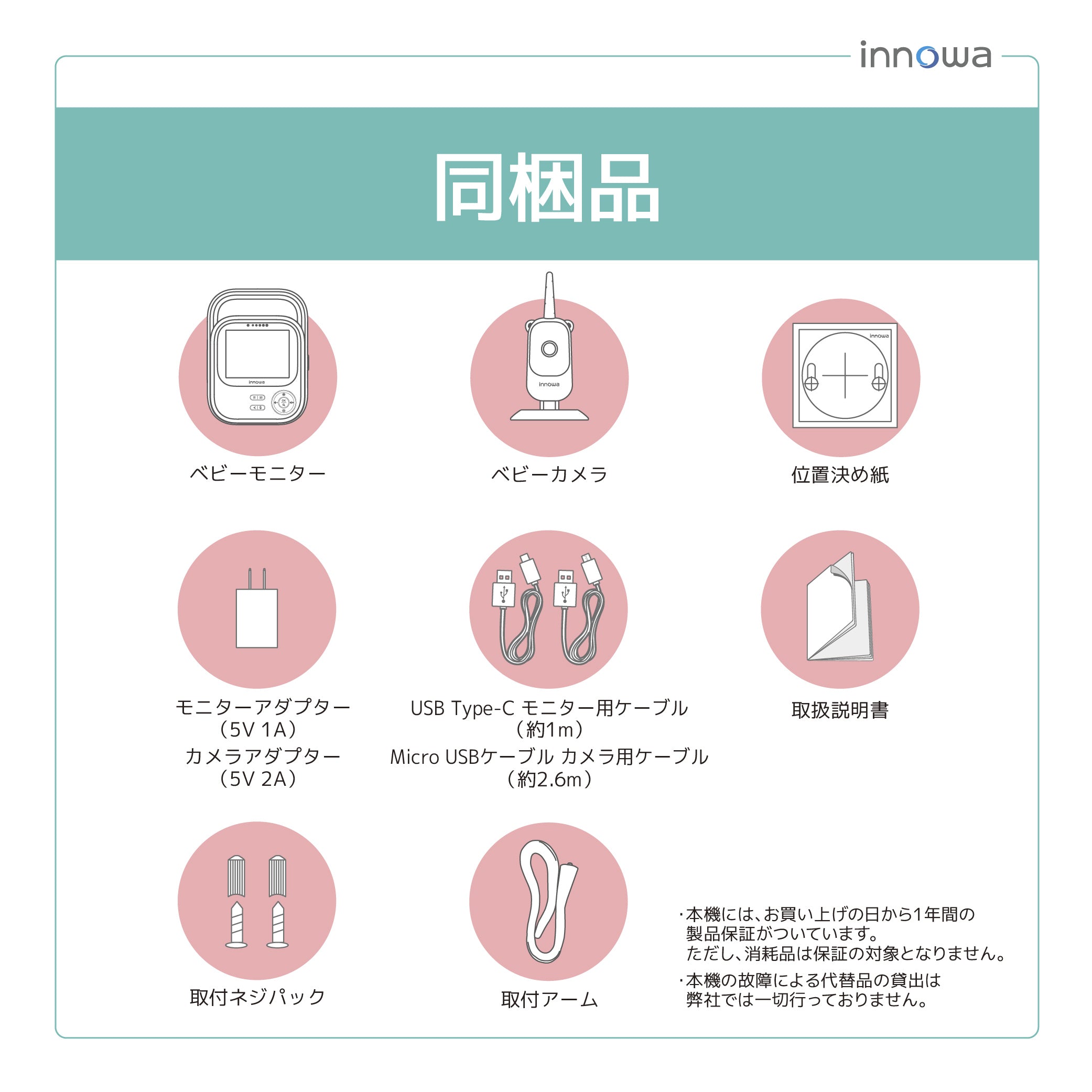 innowa ベビーモニター ワイヤレス設定不要 お知らせ機能 300万画素 取付アーム付属 – innowa 公式サイト